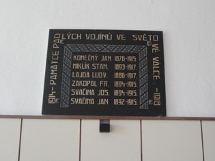 Pamětní deska padlým vojínům ve světové válce