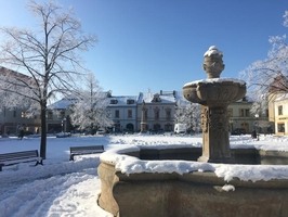 Barokní kašna Mariánské náměstí - zima