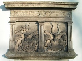 Kamenný erb Bohunky z Víckova a Václava Bítovského z Bítova